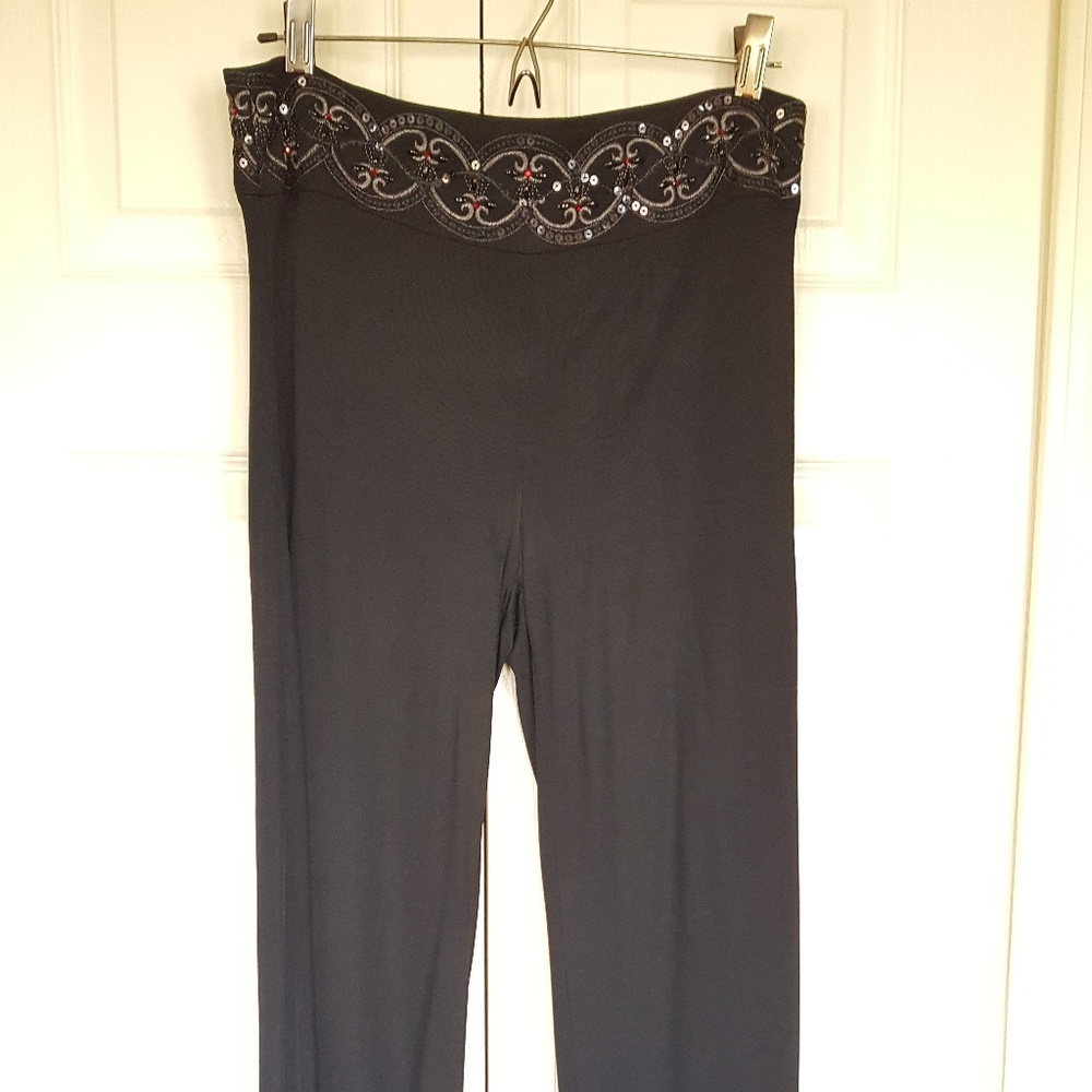 Ferre Jeans Black Flowy Sequined Dress Pants NWOT